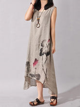 Load image into Gallery viewer, Ink Printed Sleeveless Casual Irregular Dress