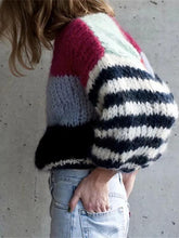 Load image into Gallery viewer, Knitting Split Joint Puff Sleeve Sweater Tops
