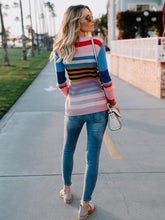 Load image into Gallery viewer, Colorful Stripe Round Neck Long Sleeve Sweater