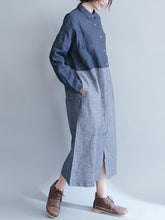 Load image into Gallery viewer, Loose Linen Cotton Pockets Button Casual Dress