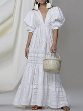 Load image into Gallery viewer, Women Elegant Ladies Long White  V-Neck Evening Dress