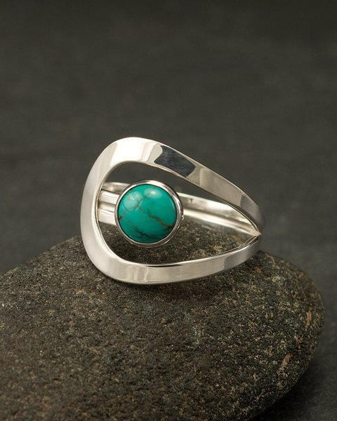 Natural Gemstone Turquoise Bride Wedding Engagement Rings Fine Jewelry