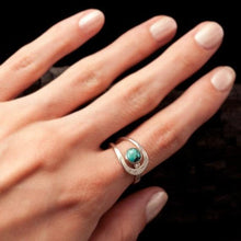 Load image into Gallery viewer, Natural Gemstone Turquoise Bride Wedding Engagement Rings Fine Jewelry
