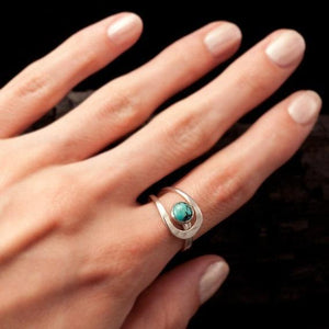Natural Gemstone Turquoise Bride Wedding Engagement Rings Fine Jewelry