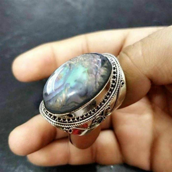 Vintage Natural Gemstone Rainbow Moonstone Gemstone Anniversary Party Engagement Wedding Ring