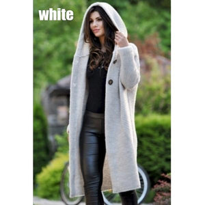 Casual Long Sleeves Knitted Hooded Cardigan Overcoat