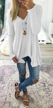 Load image into Gallery viewer, V Neck Long Sleeve Irregular T Shirt Tops
