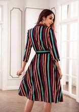 Load image into Gallery viewer, Spring Casual Stripes Lapel Shirt Midi Dress