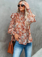Load image into Gallery viewer, New Pleated High-necked Small  Floral Print Blouses