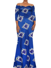 Load image into Gallery viewer, Print Off Shoulder Long Sleeve Evening Gown Maxi Long Dress