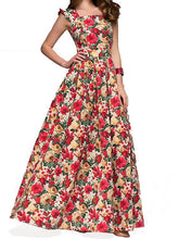 Load image into Gallery viewer, Vintage Flower Sleeveless Swing Maxi Dress