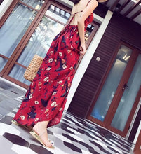 Load image into Gallery viewer, 2018 Summer Floral Print Spaghetti Strap Side Split Beach Maxi Dress