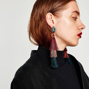 Fashion New drop earring handmade long tassel pendant ethnic fringed earrings vintage for bohemia Xmas party
