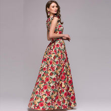 Load image into Gallery viewer, Vintage Flower Sleeveless Swing Maxi Dress