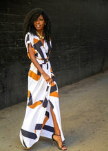 Load image into Gallery viewer, Three color Long print waist dress irregular dress
