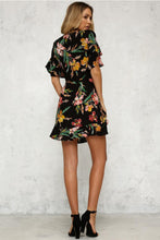 Load image into Gallery viewer, Summer Floral Print V Neck Short Sleeve Mini Dress