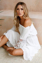 Load image into Gallery viewer, White Off Shoulder Long Sleeve Beach Maxi Dress