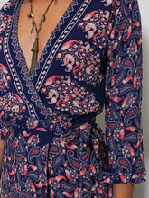 Load image into Gallery viewer, Print V Neck Side Split Bohemia Maxi Dress