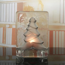 Load image into Gallery viewer, Pinetree glass candle holder Xmas   Christmas