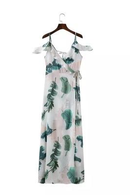 Floral Spaghetti Strap Side Slit Beach Dress