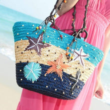 Load image into Gallery viewer, Bohemia Starfish Embroidery Seaside Holiday Beach Straw Shoulder Bag