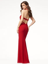 Load image into Gallery viewer, Red Backless Halterneck Evening Dress