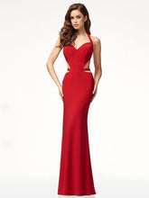 Load image into Gallery viewer, Red Backless Halterneck Evening Dress