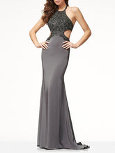 Load image into Gallery viewer, Halter Neck Backless Floor Evening Dress