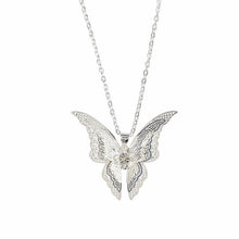 Load image into Gallery viewer, Silver Plated Openwork Butterfly Diamondd Wings Necklace
