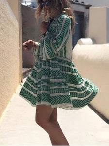 Boho Printed Tribal Bell Sleeve Dresses