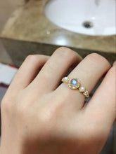 Load image into Gallery viewer, New Japanese antique style Sri Lanka vitreous pearl moonstone S925 sterling silver ring tail ring diamond