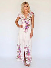 Load image into Gallery viewer, Deep V-neck Floral Split-side Maxi Dress