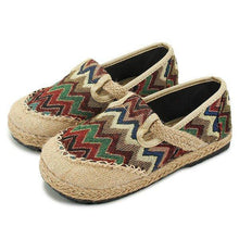 Load image into Gallery viewer, Vintage Pattern Colorful Stripe Flax National Wind Retro Slip On Flat Shoes
