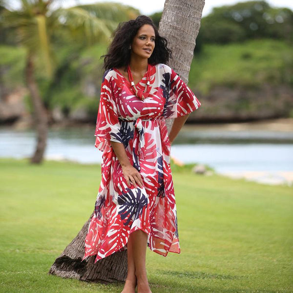 Loose Short Sleeve Floral Print Midi Dress with Belt