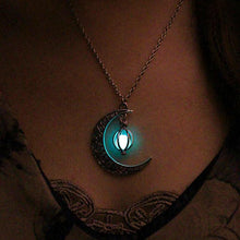 Load image into Gallery viewer, Halloween Hollow Moon Luminous Pendant Necklace