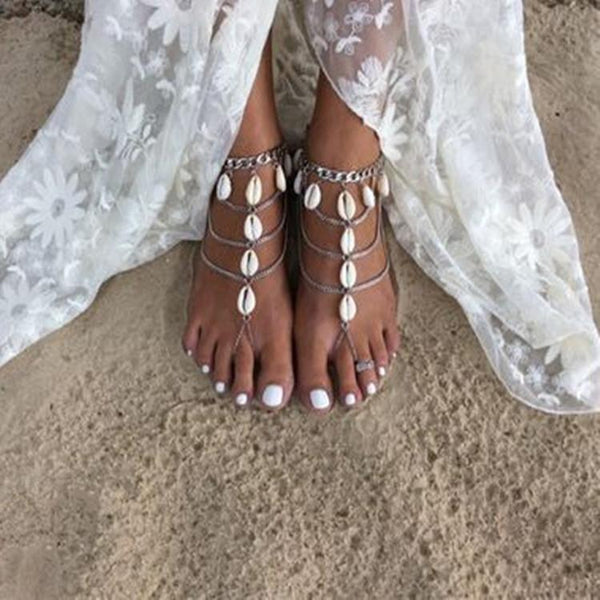 Jewelry fashion personality fringe layers of sand beach shell ankle female