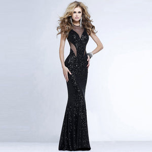 Sexy women wrapped chest mesh gauze splint flash dress evening dress halter dress