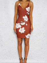 Load image into Gallery viewer, printing Camisole vest Dress Deep V Sleeveless