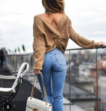 Load image into Gallery viewer, 2018 Solid Color Long Sleeve Backless Sweater