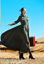Load image into Gallery viewer, Big Hem High Waist Long Sleeve Corduroy Long Maxi Dress
