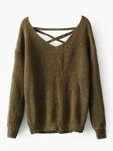 Load image into Gallery viewer, Fashion Solid Color V-neck Halterback Bandage Sweater Tops