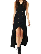 Load image into Gallery viewer, Double Breasted High Low V Neck Sleeveless Halter Going Out Dress