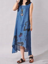 Load image into Gallery viewer, Ink Printed Sleeveless Casual Irregular Dress