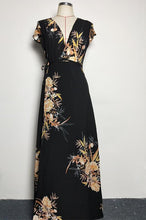 Load image into Gallery viewer, Print V Neck Short Sleeve Split Maxi Dress