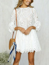 Load image into Gallery viewer, Summer Lace Splice Solid Color Mini Dress