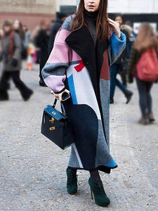 Women Autumn Winter Woollen Coat Long Sleeve Turn-Down Collar Oversize Polyester Outwear Jacket Elegant Loose Overcoats Femenino