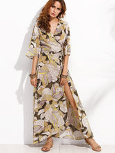 Load image into Gallery viewer, Button Up Split Floral Print Flowy Party Dress