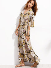 Load image into Gallery viewer, Button Up Split Floral Print Flowy Party Dress