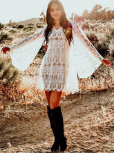 Load image into Gallery viewer, Full Lace Embroidered Flared Sleeve Hollow Vacation Beach Cover-Ups