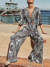 Load image into Gallery viewer, Vintage Summer Crushed Floral BowSc Jumpsuit